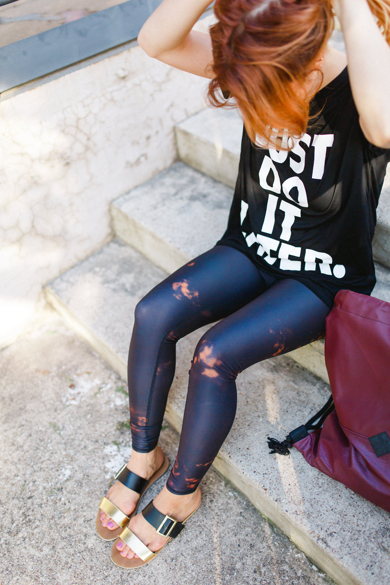 teeki yoga pants and just do it later tee