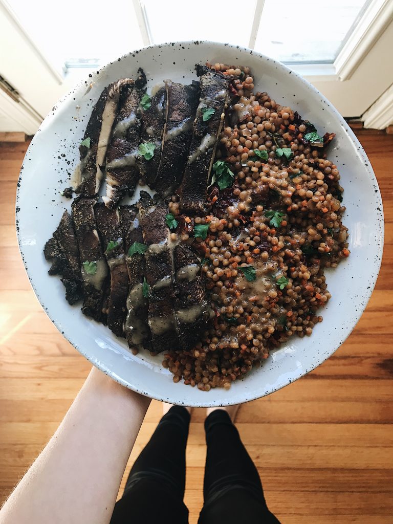 portabello mushroom steak green chef vegan